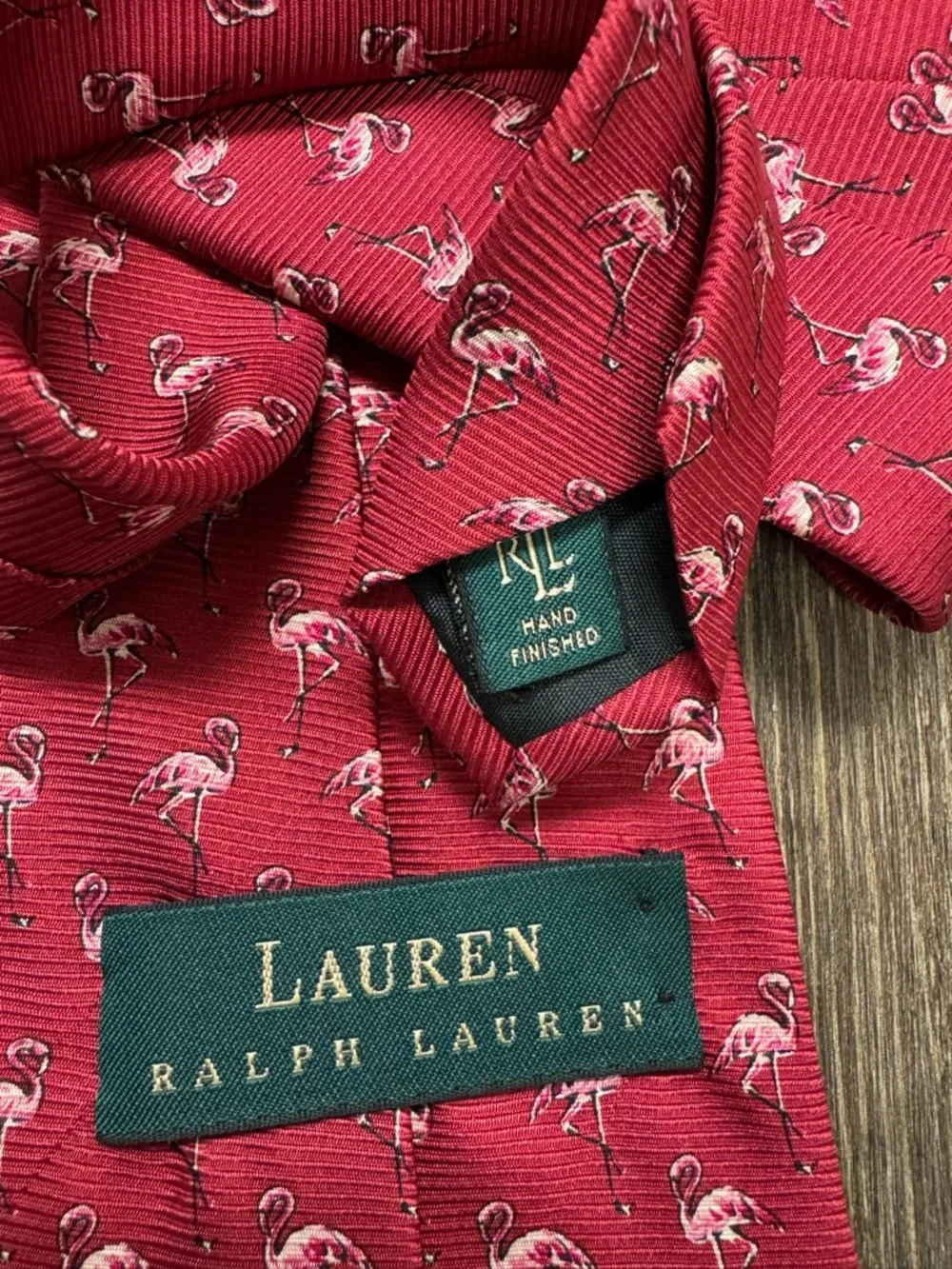 Ralph‎ Lauren Red Tie with Pink Flamingo Motif